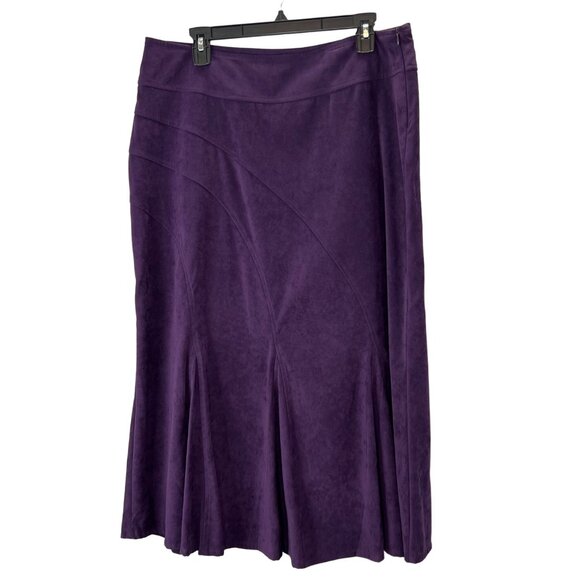 CATO Purple Maxi Skirt 14 Faux Suede Chamois Long Flare Fairy Fall Asymmetrical - Picture 1 of 5
